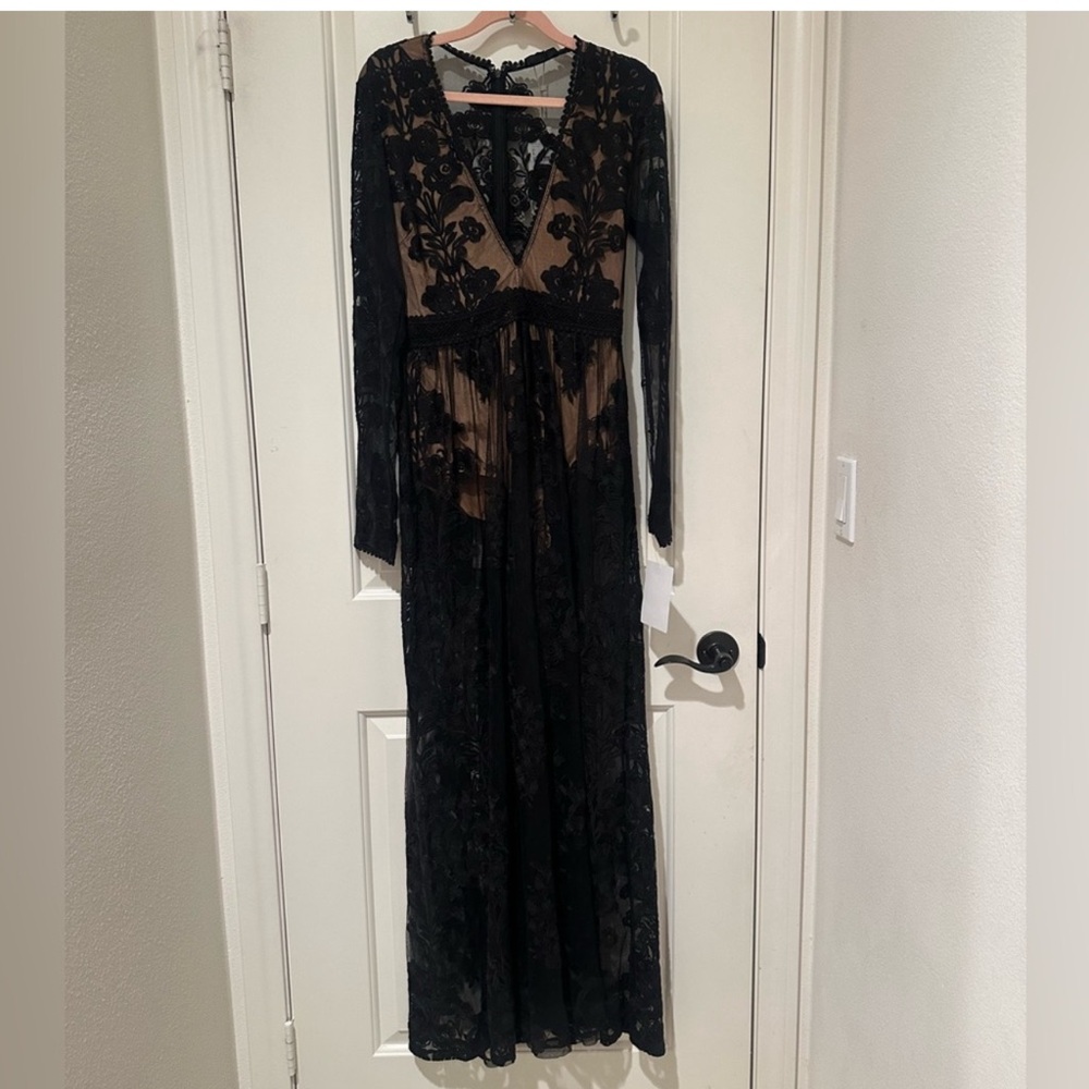 For Love And Lemons Black Lace Long Sleeve Dress
